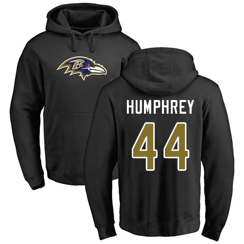 Men Baltimore Ravens Black Marlon Humphrey Name and Number Logo NFL Football #44 Pullover Hoodie Sweatshirt